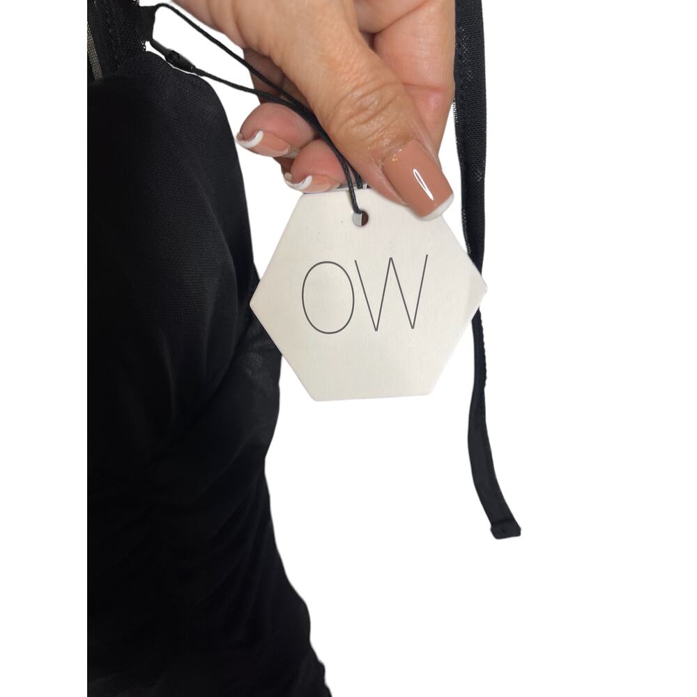 OW Collection Casandra Bustier Mini Dress Ruched Mesh Party Cocktail Hoco LBD S - Picture 11 of 13